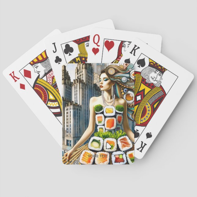 Fantasy Süß Abstrakte Sushi Kleid Spielkarten (Rückseite)
