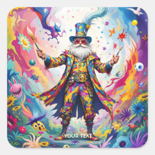 Fantasy Süß Abstrakter Lebendiger Maler Quadratischer Aufkleber