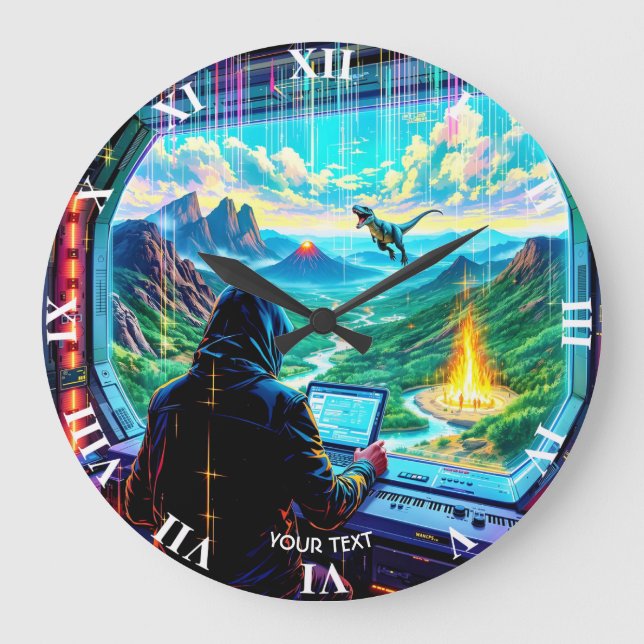 Fantasy Süß Fantastischer Laufpark Große Wanduhr (Vorderseite)