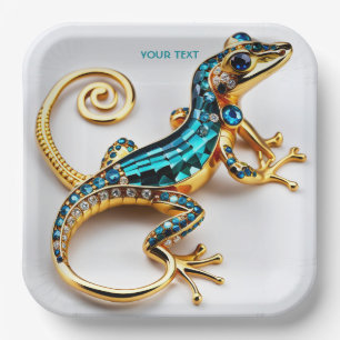 Fantasy Süß Lebendig Art Deco Gecko Pappteller