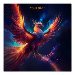 Fantasy Süß Lebendig Aufsteigender Phönix Poster