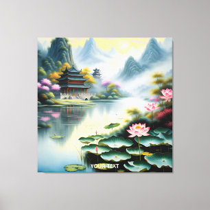 Fantasy Süß Lebendig Chinesische Seen Wasserfarben Leinwanddruck