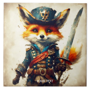 Fantasy Süß Lebendig Fuchs Pirat Cartoon Fliese
