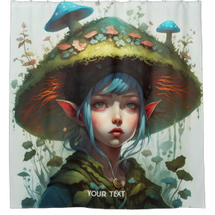 Fantasy Süß Lebendig Pilz Wald Mädchen Duschvorhang