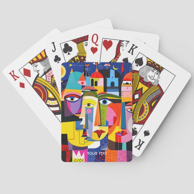 Fantasy Süße Abstrakte Gesichter Formen Spielkarten (Rückseite)