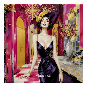 Fantasy Süße Art Deco Dame Poster