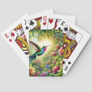 Fantasy Süße Blumen Regenbogen Kolibri Spielkarten