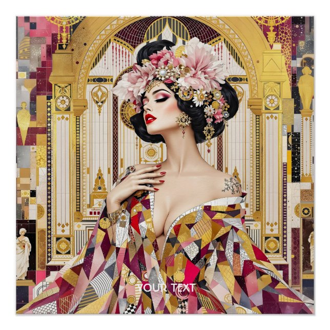 Fantasy Süße Dame Art Deco Poster (Vorderseite)