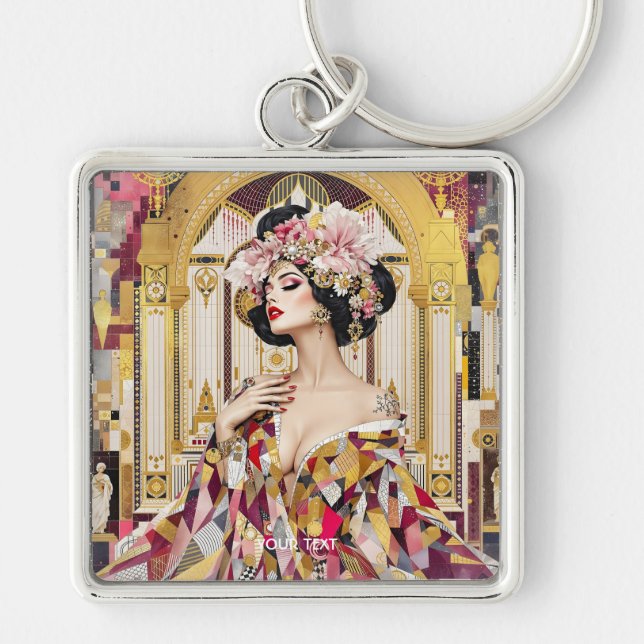 Fantasy Süße Dame Art Deco Schlüsselanhänger (Vorne)
