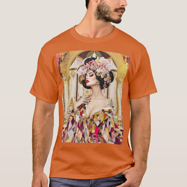 Fantasy Süße Dame Art Deco T-Shirt (Vorderseite)
