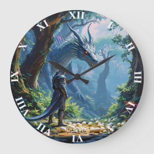 Fantasy Süße Eier Drachenritter Große Wanduhr