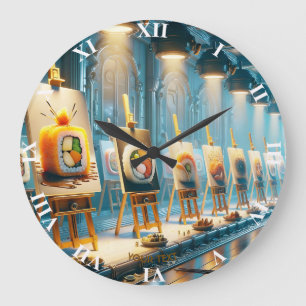 Fantasy Süße Fantasy Sushi Kunst Große Wanduhr