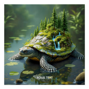 Fantasy Süße Friedliche Schildkrötenwald Poster