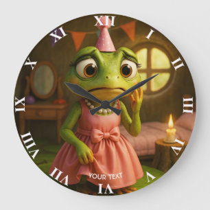 Fantasy Süße Frosch Mädchen Party Große Wanduhr