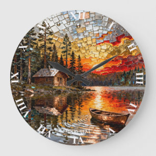 Fantasy Süße geprägte Metall-Landschaft Große Wanduhr