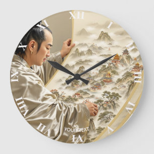 Fantasy Süße Japanische Maler Landschaft Große Wanduhr