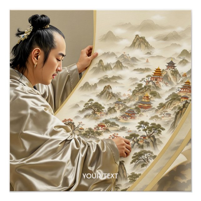 Fantasy Süße Japanische Maler Landschaft Poster (Vorderseite)