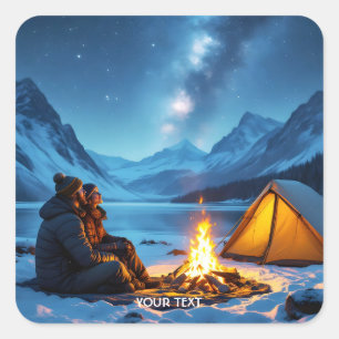 Fantasy Süße Lagerfeuer Sterne Quadratischer Aufkleber