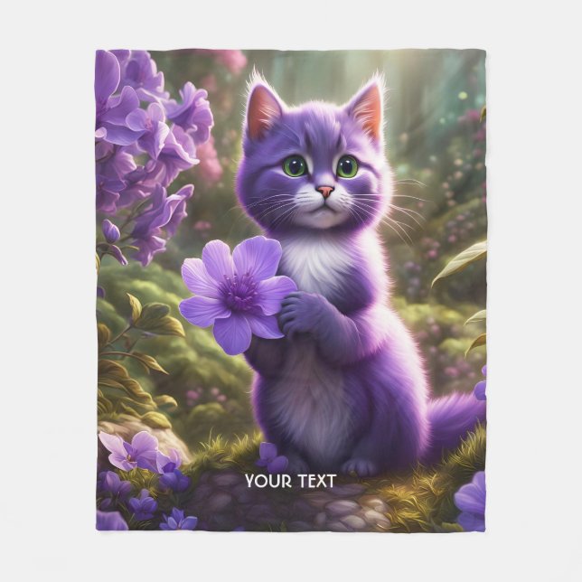 Fantasy Süße Lila Kätzchen Blume Fleecedecke (Vorderseite)