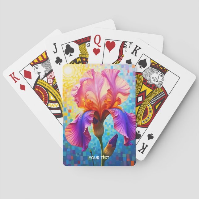 Fantasy Süße Orange-Pinke Blume Spielkarten (Rückseite)