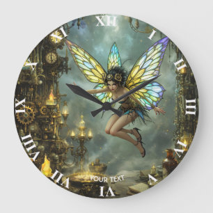 Fantasy Süße Pixie-Schmetterlingsflügel Große Wanduhr