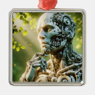 Fantasy süße Robotergesicht-Skulptur Ornament Aus Metall