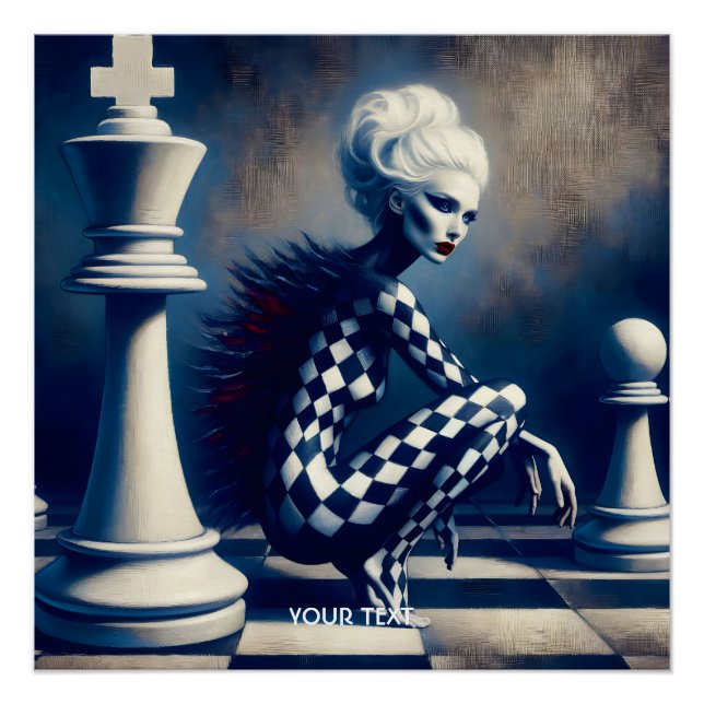 Fantasy Süße Schwarz Weiße Dame Poster (Vorderseite)