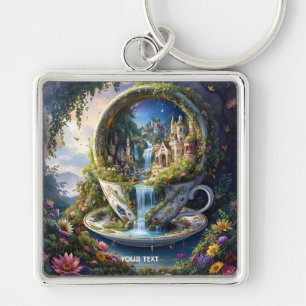 Fantasy Süße Verzierte Tasse Stadt Schlüsselanhänger