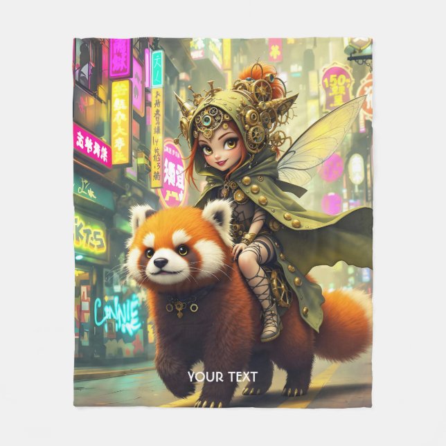 Fantasy Süße Wilde Panda-Fahrt Fleecedecke (Vorderseite)