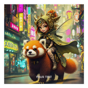 Fantasy Süße Wilde Panda-Fahrt Poster
