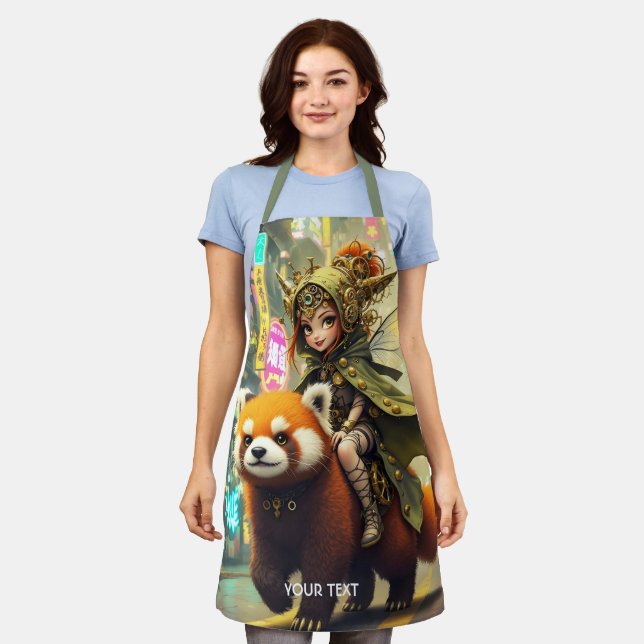 Fantasy Süße Wilde Panda-Fahrt Schürze (Getragen)