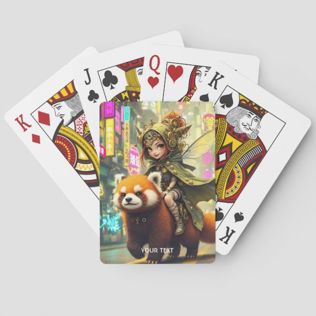Fantasy Süße Wilde Panda-Fahrt Spielkarten (Rückseite)
