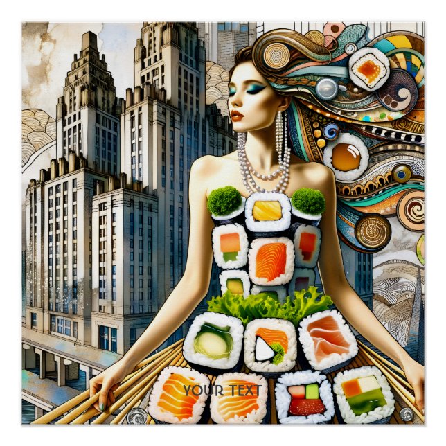 Fantasy Süßer Abstrakter Sushi Kleid Poster (Vorderseite)