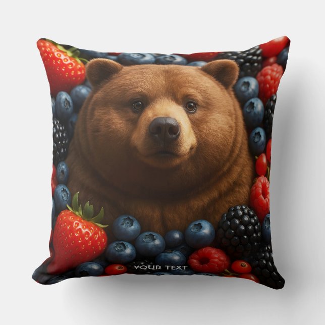 Fantasy-Süßer Bär Mit Beeren Kissen (Vorderseite)