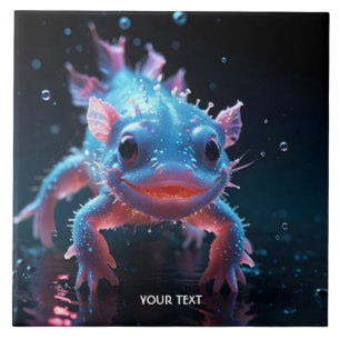 Fantasy Süßer Blauer Lächelnder Axolotl Fliese