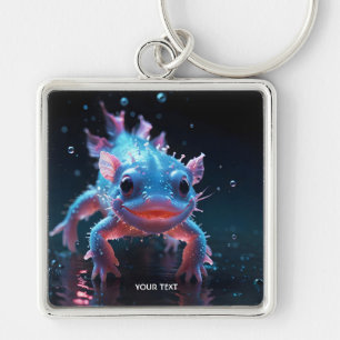 Fantasy Süßer Blauer Lächelnder Axolotl Schlüsselanhänger