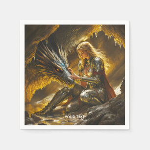 Fantasy Süßer Drache Weiblicher Krieger Serviette