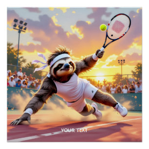 Fantasy Süßer Faultier spielt Tennis  Poster