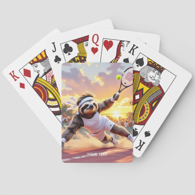 Fantasy Süßer Faultier spielt Tennis  Spielkarten (Rückseite)