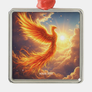 Fantasy Süßer Flammender Phönix Erhebt Sich Ornament Aus Metall