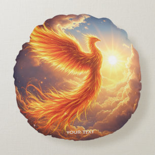 Fantasy Süßer Flammender Phönix Erhebt Sich Rundes Kissen