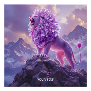 Fantasy Süßer Lila Amethyst Löwe Poster