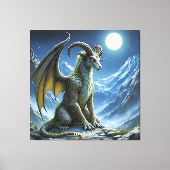 Fantasy Süßer Mythischer Widderdrache Leinwanddruck (Vorderseite)