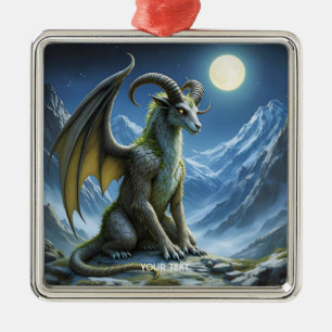 Fantasy Süßer Mythischer Widderdrache Ornament Aus Metall
