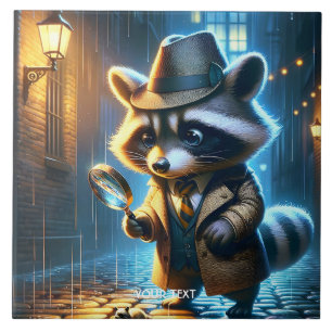 Fantasy Süßer Nacht Waschbär Detektiv Fliese