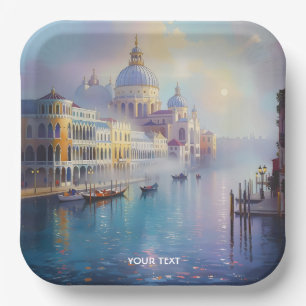 Fantasy Süßer Nebeliger Venedig Morgen Pappteller