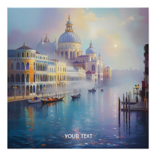 Fantasy Süßer Nebeliger Venedig Morgen Poster