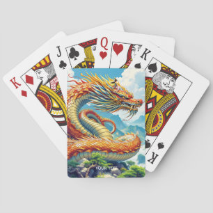 Fantasy Süßer Oranger Drache Berge Spielkarten