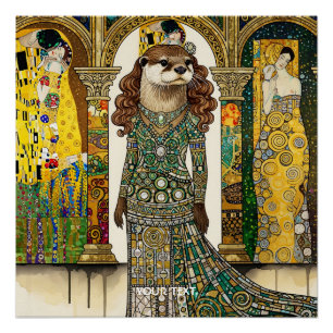 Fantasy Süßer Otter Art Deco Poster