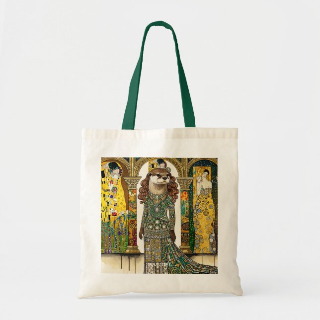 Fantasy Süßer Otter Art Deco Tragetasche (Vorne)